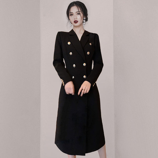 Vestido Blazer Doble Botonadura con Perlas - Elegancia Profesional