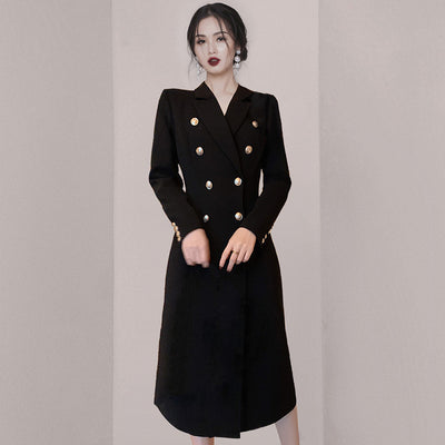 Vestido Blazer Doble Botonadura con Perlas - Elegancia Profesional