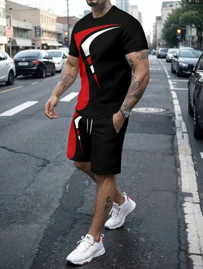 Conjunto de Pantalones Cortos y Camiseta Casual Estampada para Hombre - Image 2