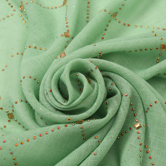 Chal Gauza de Algodón con Cuadros y Detalles de Diamantes - Image 9