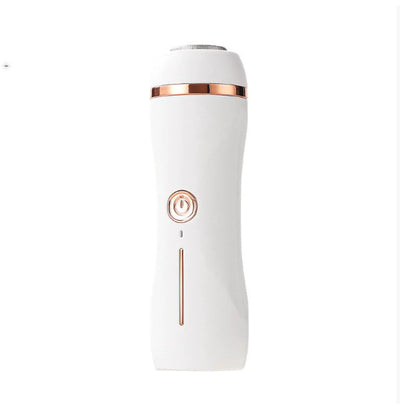 Orange pink portable electric foot grinder with a matte finish and rose gold accents, featuring a power button and grinding head. - Image 13