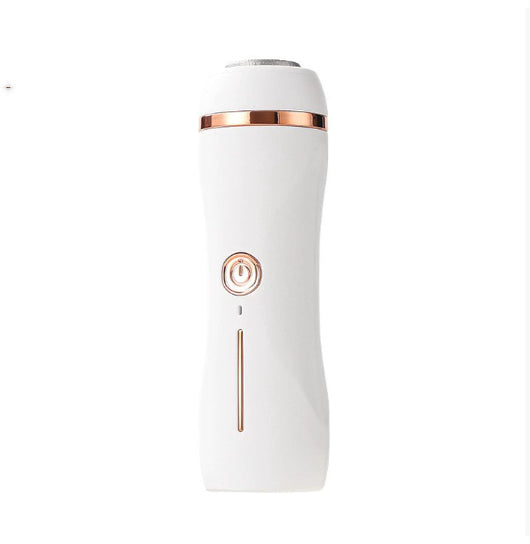 Orange pink portable electric foot grinder with a matte finish and rose gold accents, featuring a power button and grinding head. - Image 13