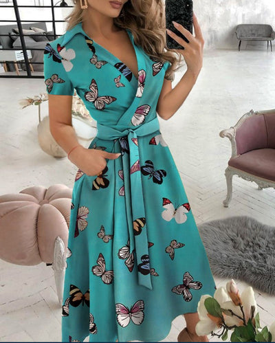 Vestido Largo Manga Larga Escote V Estampado para Mujer - Image 19
