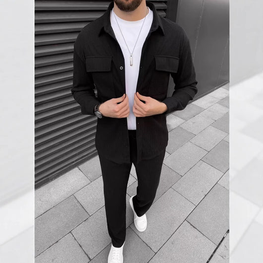 Traje Casual de Pana para Hombre - Camisa y Pantalón Coordinado - Image 18
