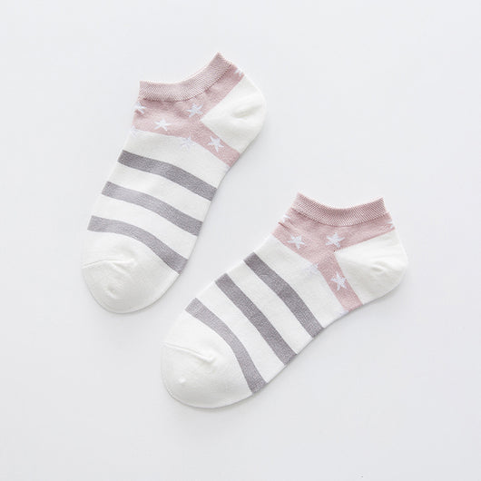Calcetines Invisibles de Algodón Transpirable con Diseño Rayas Estrellas - Image 10
