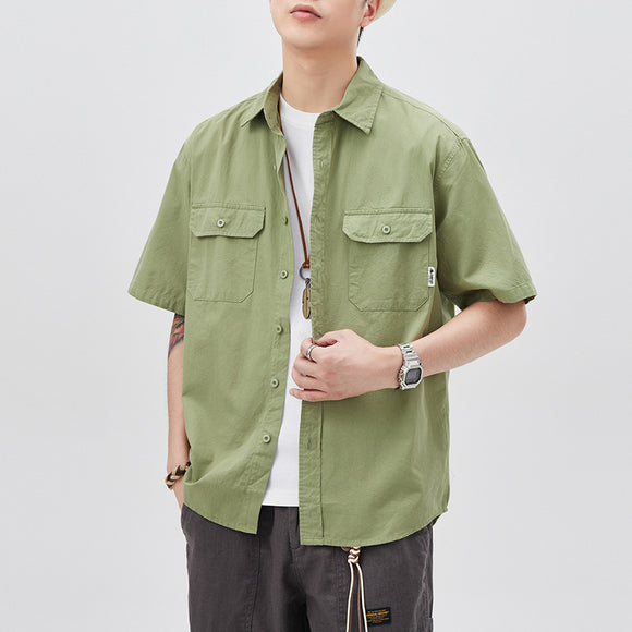 Camisa de Trabajo Retro Manga Corta para Hombre