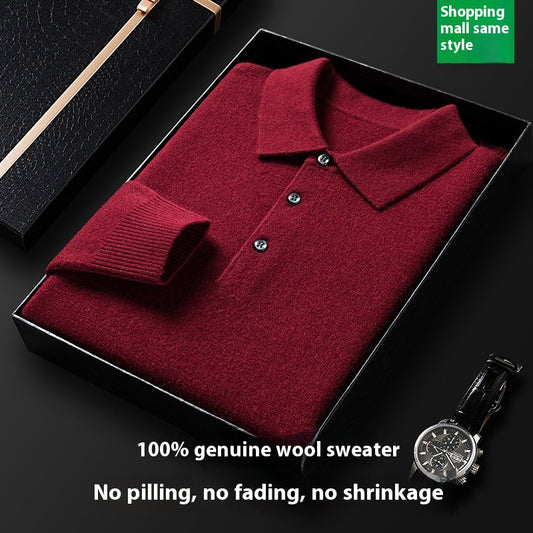 Suéter Polo de Manga Larga para Hombre - Colores Sólidos Otoño Invierno - Image 2