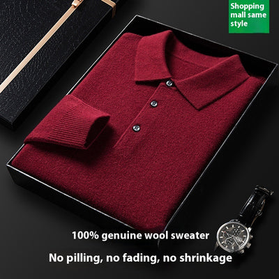 Suéter Polo de Manga Larga para Hombre - Colores Sólidos Otoño Invierno - Image 2