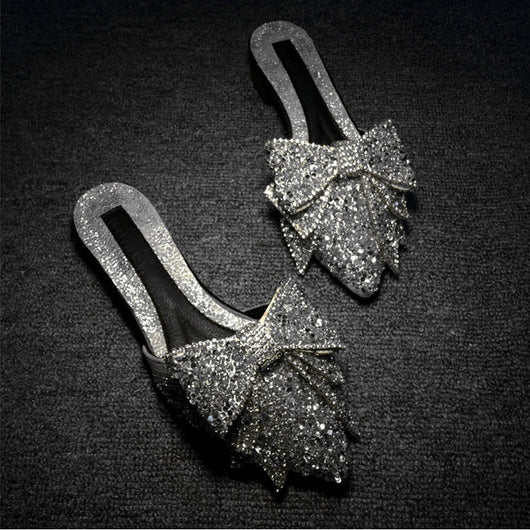 Pantuflas Elegantes para Mujer con Moño y Cristales Brillantes - Image 9