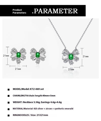 Aretes de Plata Esterlina con Esmeralda Verde en Forma de Moño - Image 9