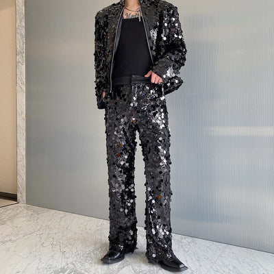 Conjunto de Traje Brillante para Hombre - Chaqueta y Pantalón Estilo Discoteca - Image 9