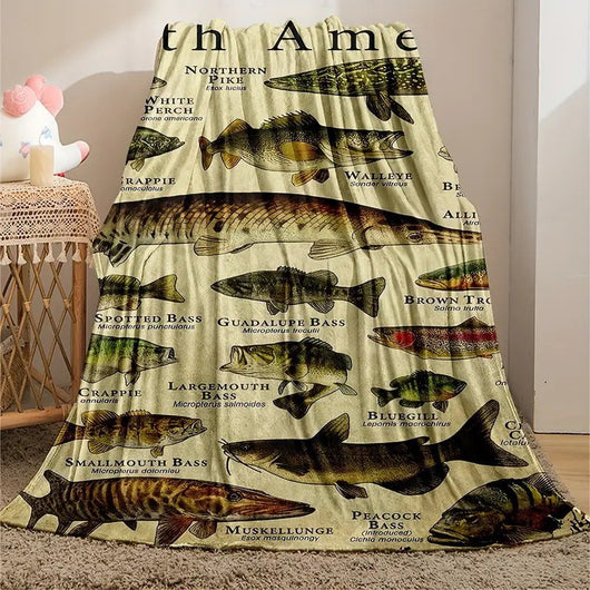 Manta Franela Estampada con Diseño de Peces de Dibujos Animados - Image 7
