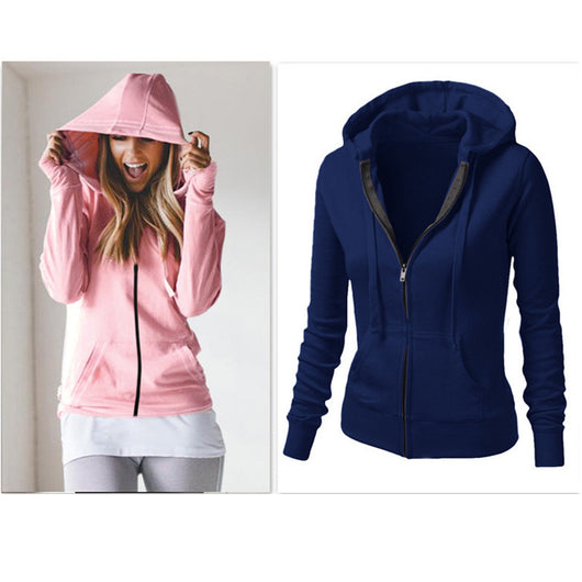 Sudadera Hoodie Larga Mujer - Abrigo Casual de Color Liso - Image 5