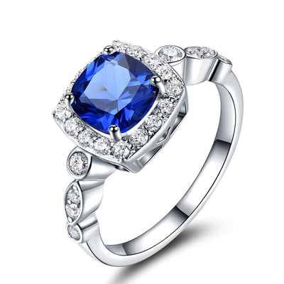 Anillo de Topacio Azul Plata Pura Diseño Europeo Moderno - Image 11