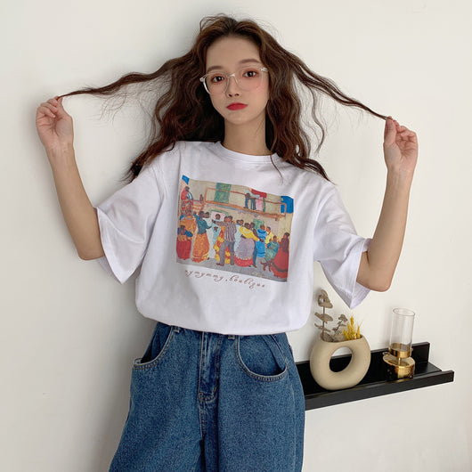 Blusa Suelta Manga Corta Mujer Diseño Retrato Japonés Exclusivo - Image 21