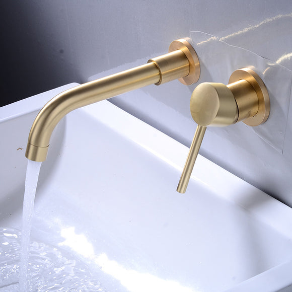 Grifo Monomando Empotrado en Pared de Cobre Puro para Lavamanos