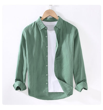 Camisa Manga Larga Hombre Algodón y Lino - Primavera y Verano - Image 18