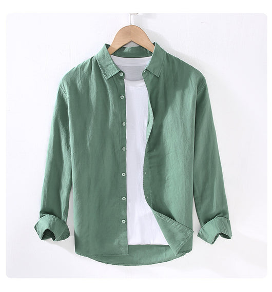 Camisa Manga Larga Hombre Algodón y Lino - Primavera y Verano - Image 18
