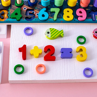 Tablero de Pesca Submarino en Madera - Puzzle Educativo de Números y Formas para Niños - Image 5