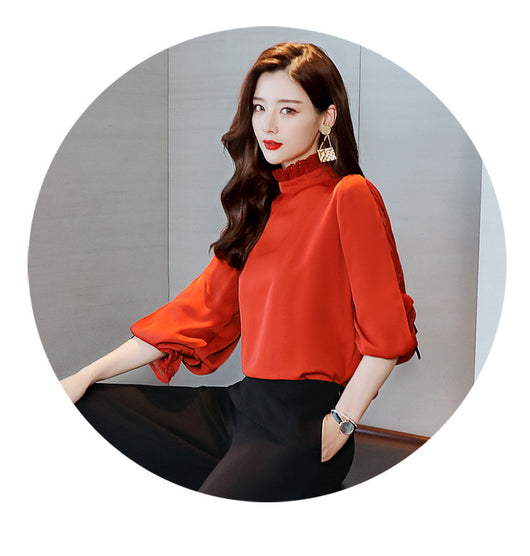 Blusa Elegante de Manga Larga con Cuello de Encaje - Image 11