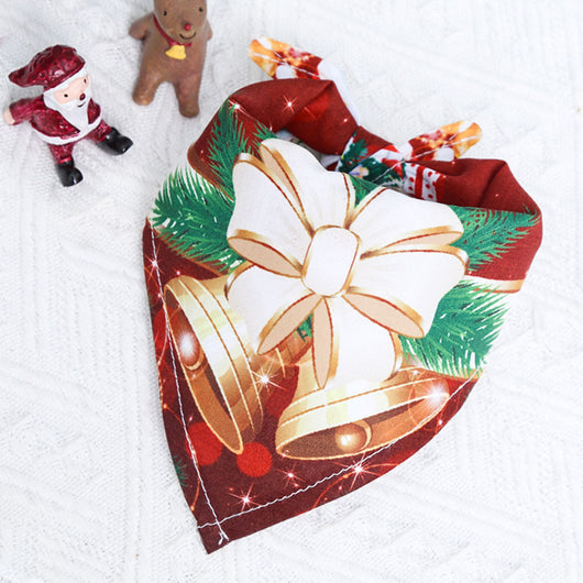 Vestido Navideño para Mascotas con Estampado de Algodón y Pañoleta Triangular - Image 3
