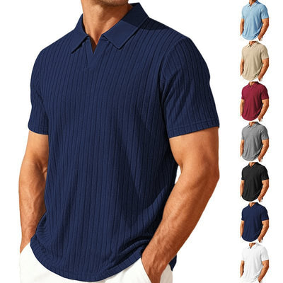 Camisa Casual de Manga Corta para Hombre con Textura Jacquard a Rayas - Image 4