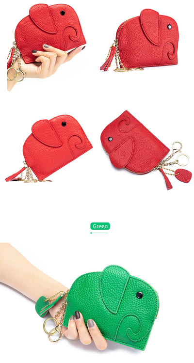 Monedero de Cuero Genuino Elefante Lindo - Cartera Mini Creativa - Image 27
