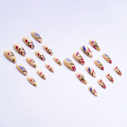 Uñas Postizas Floreadas Removibles Forma Almendra - Image 4