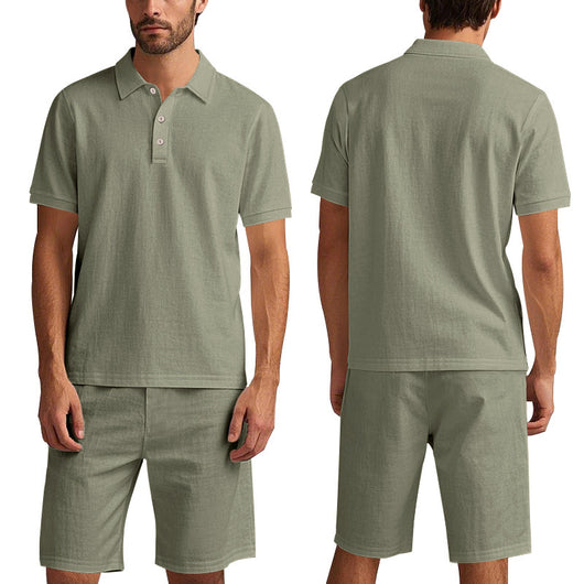 Conjunto de Shorts y Camisa de Lino Suelta para Hombre - Cómodo y Fresco para Playa - Image 5