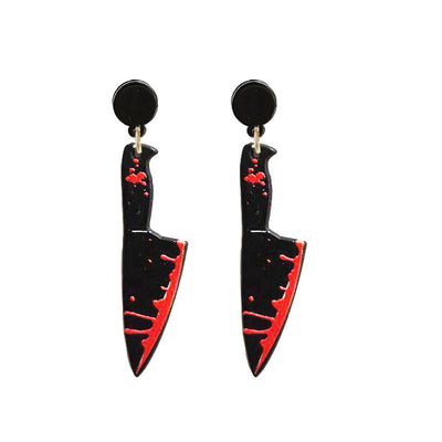 Aretes de Hacha Ensangrentada Halloween - Diseño Acrílic Retro