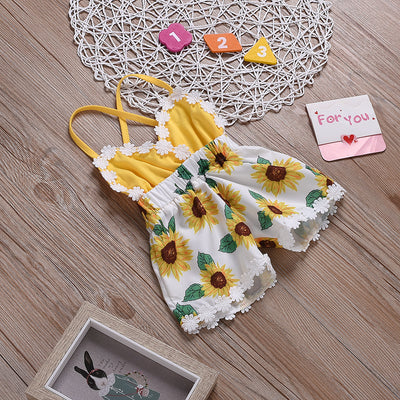 Jumpsuit Infantil Niña con Tirantes Girasol y Encaje - Image 8