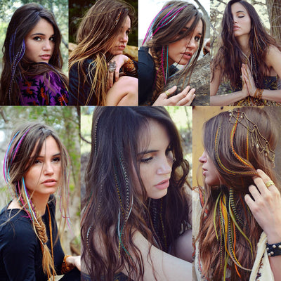 Extensiones de Cabello Plumas Multicolor Juego 10-60 Piezas - Image 11
