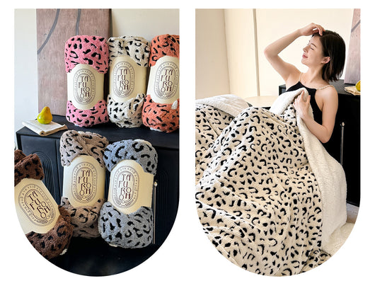 Manta de Tafetán Jacquard Estampado Leopardo Doble Capa - Image 34