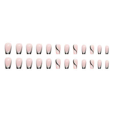 Stickers de Uñas Francesas Cuadradas Negras con Brillo - Image 11