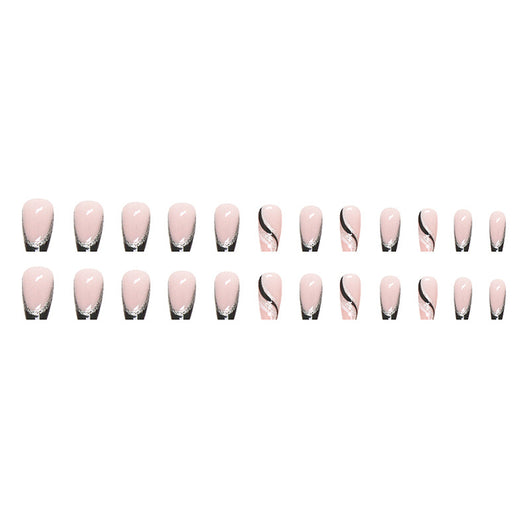 Stickers de Uñas Francesas Cuadradas Negras con Brillo - Image 11
