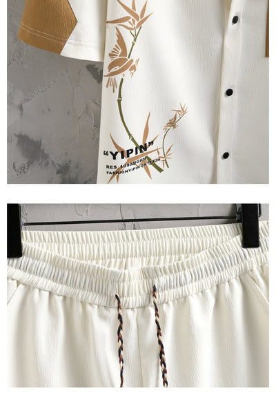 Conjunto de Traje Estilo Chino para Hombre - Camisa Manga Corta y Shorts Verano - Image 24