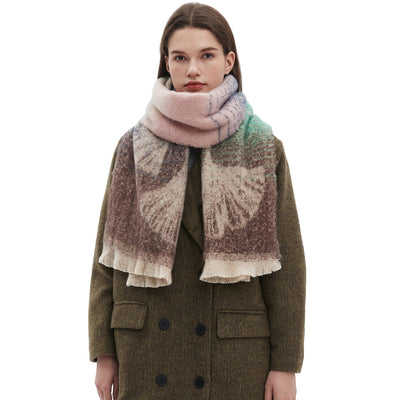Bufanda Estilo Europeo Jacquard Hoja de Ginkgo - Image 2