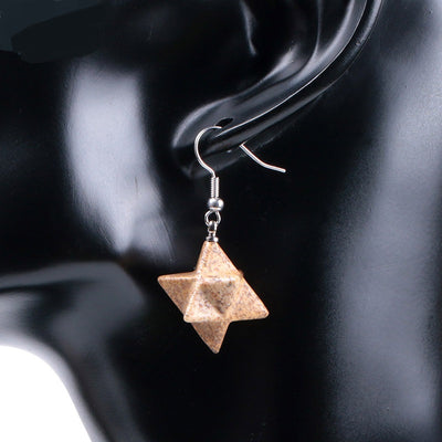 Aretes Estrella Merkaba de Cristal Natural Tallado - Image 12