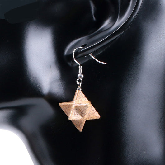 Aretes Estrella Merkaba de Cristal Natural Tallado - Image 12