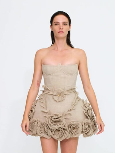 Vestido Floral Hombros Descubiertos Efecto Reductor Cintura Ajustada - Image 9
