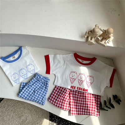 Conjunto Infantil Helado a Cuadros - Playera Manga Corta - Image 8