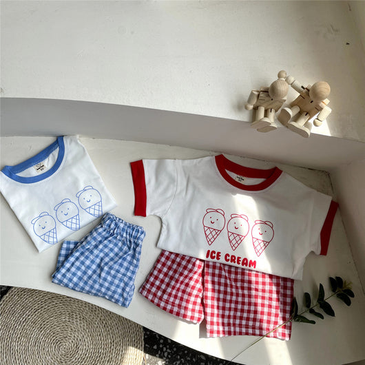 Conjunto Infantil Helado a Cuadros - Playera Manga Corta - Image 8
