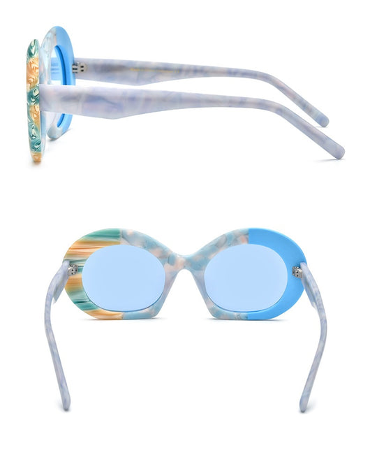 Gafas de Sol Estilo Cat-eye con Lentes Ahumados y Bloques de Color - Image 13