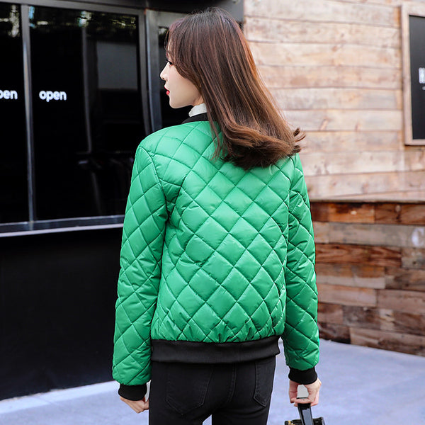 Chaqueta de Algodón Slim con Cuello Parado y Costuras Estilo Coreano