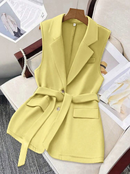 Chaleco Blazer Suelto Liso con Lazos Ajustables para Mujer - Image 24