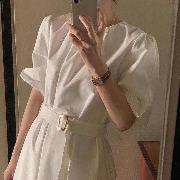 Vestido Largo Elegante con Mangas Abullonadas