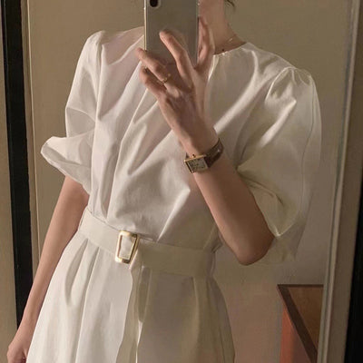 Vestido Largo Elegante con Mangas Abullonadas