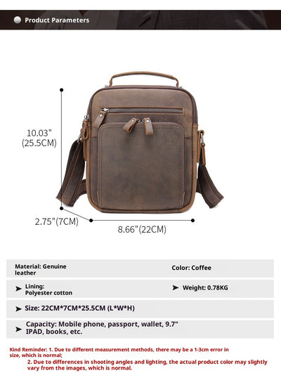 Bolsa Mensajero de Cuero Genuino Vintage Estilo Caballo Loco - Image 16