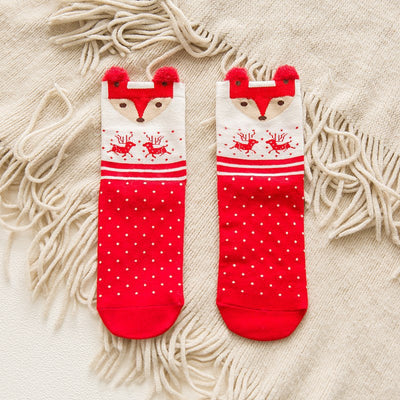 Calcetines Navideños de Algodón Rojo Multicolor para Otoño e Invierno - Image 9