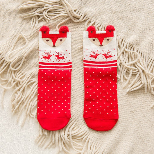 Calcetines Navideños de Algodón Rojo Multicolor para Otoño e Invierno - Image 9
